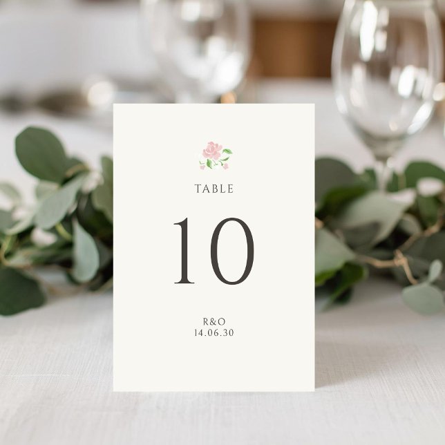 Vert | Carte de numéro de table de mariage chic fl (Créateur téléchargé)