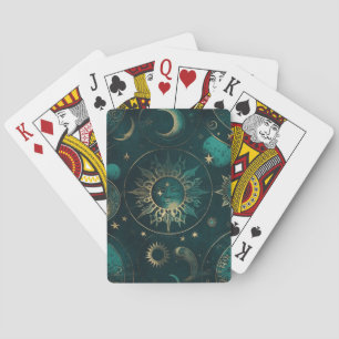 Vert céleste et or : Cartes de jeu élégantes