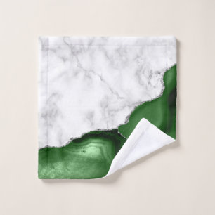Vert Chasseur Agate Pailleté Argent Marbre Blanc