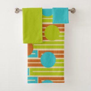 Vert citron, Cannelle Brown, Rectangles Turquoise 