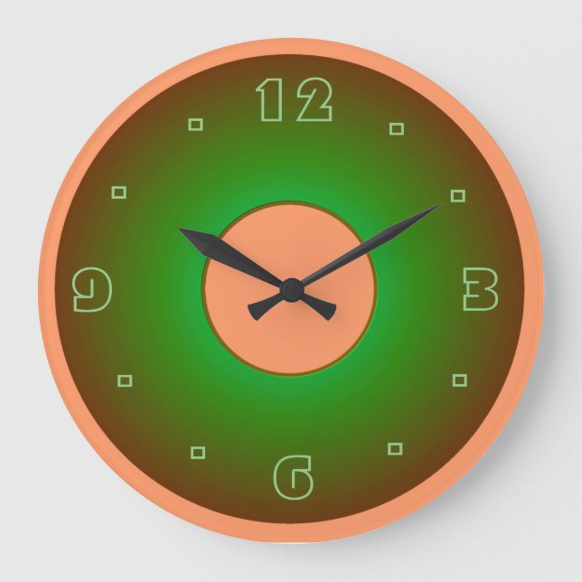 Vert citron vert et abricot> Horloges murales plat (Recto)