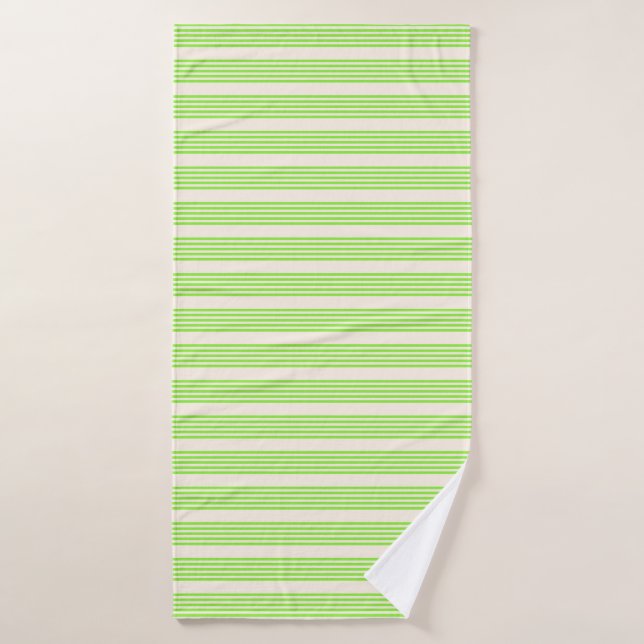 Vert citron vert et beige cinq rayures motif (Serviette de bain)