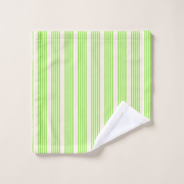 Vert citron vert et beige cinq rayures motif (Gant de toilette)
