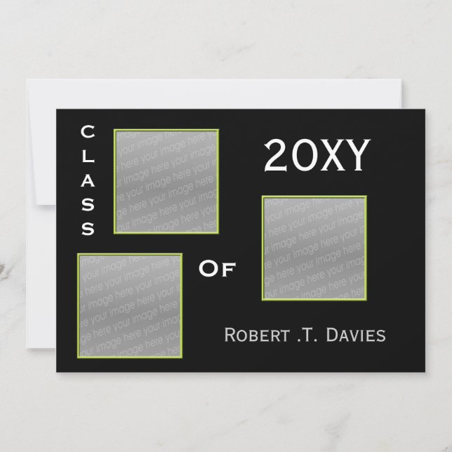 vert clair Graduation multi photo Invitation (Devant)