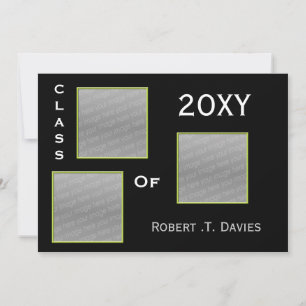 vert clair Graduation multi photo Invitation