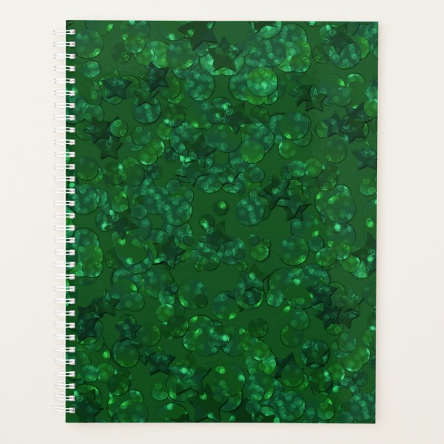 Vert, confetti, parties scintillant (Devant)