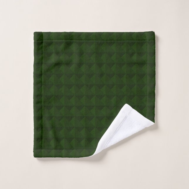 Vert conifère, solide, géométrique. (Gant de toilette)