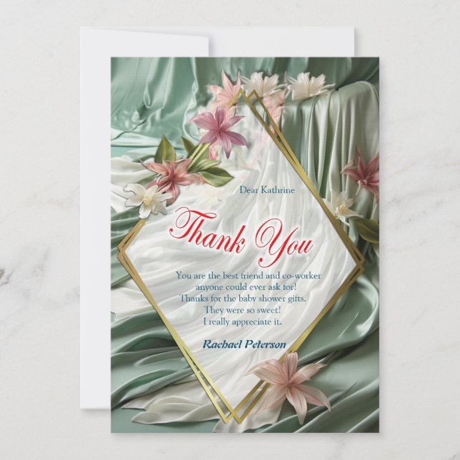 Vert, Crème, Draps De Soie Et Fleurs De Pinkish (Devant)