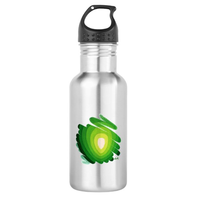 Vert de Chakra de coeur sur la bouteille d'eau (Devant)
