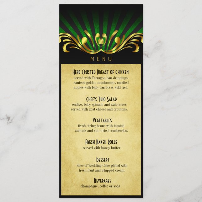 Vert de menu de dîner de Nouveau Vegas d'art (Devant)