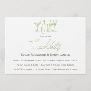Vert des invitations de cocktail de mariage