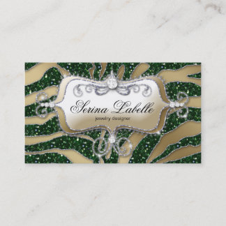 Vert d'or de zèbre de carte de visite de bijoux