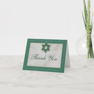 Vert élégant de carte de remerciements de Mitzvah