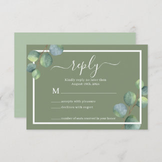 Vert Elégant Sage Green Mariage botanique RSVP