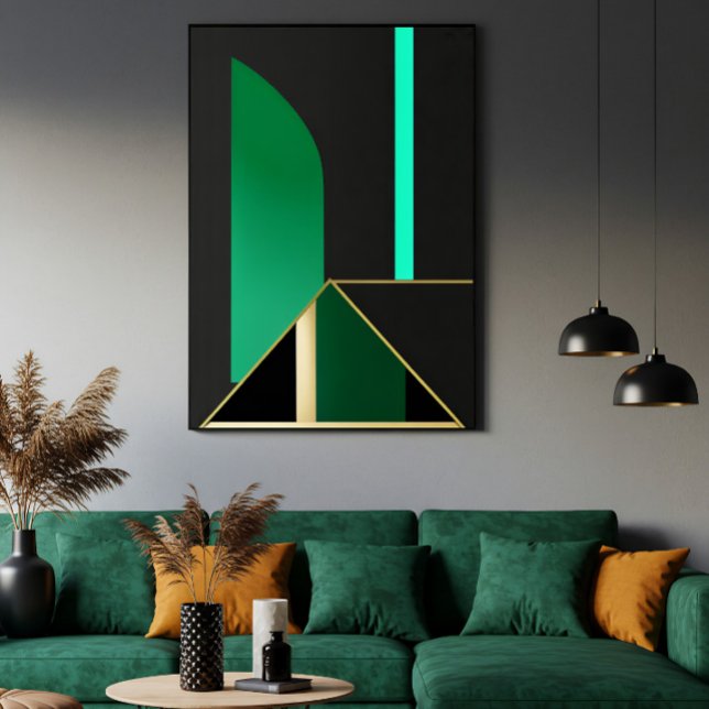 Vert émeraude et or Art déco Géométrique Abstrait (Créateur téléchargé)