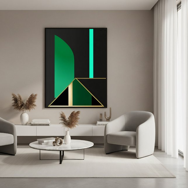 Vert émeraude et or Art Déco Géométrique Abstrait (Créateur téléchargé)