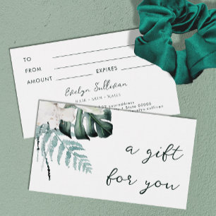 vert émeraude fleurs blanches carte cadeau