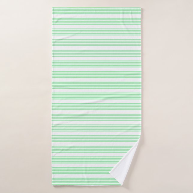 Vert et blanc cinq bandes motif (Serviette de bain)