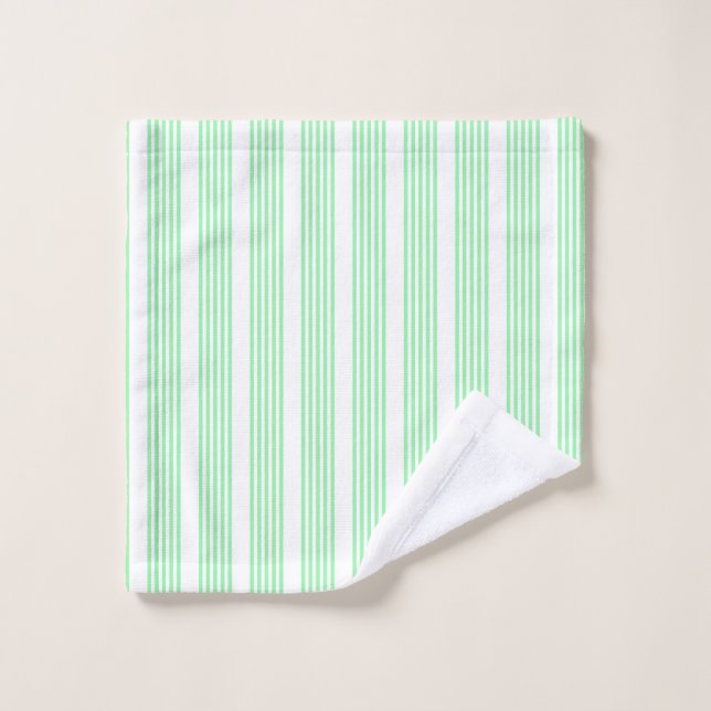 Vert et blanc cinq bandes motif (Gant de toilette)
