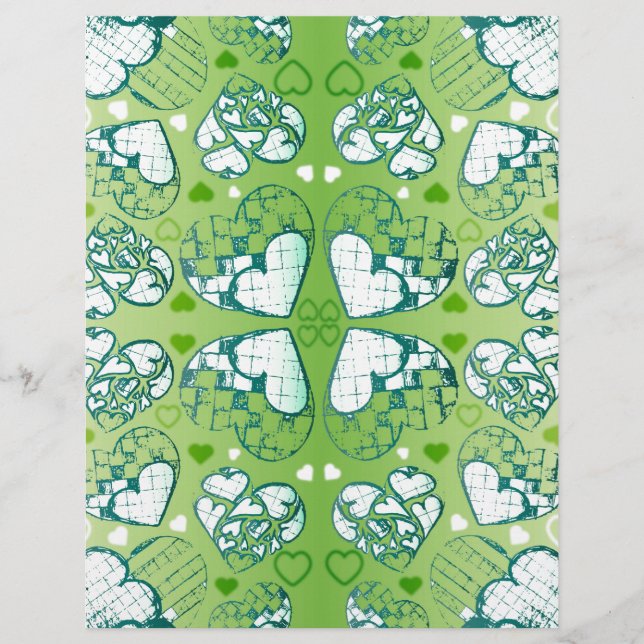 Vert et blanc Whimsical Romantique Coeurs motif (Devant)