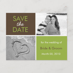 Vert et Brown Enregistrer la date Cartes photos