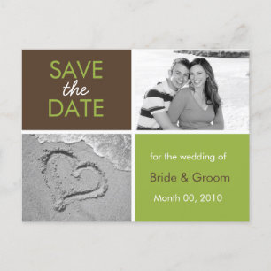 Vert et Brown Enregistrer la photo Date Cartes pos