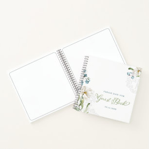 Vert et fleurs blanches élégant Livre d'or