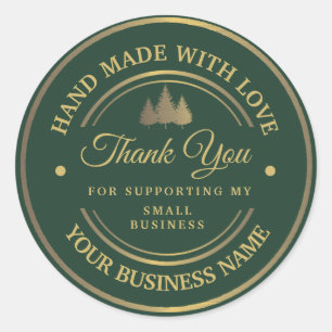 Vert et or   merci sticker rond classique