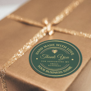 Vert et or   merci sticker rond classique