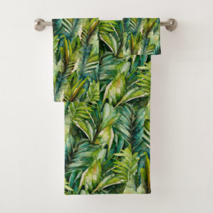 Vert et Turquoise Aquarelle Tropical Palm Feuille