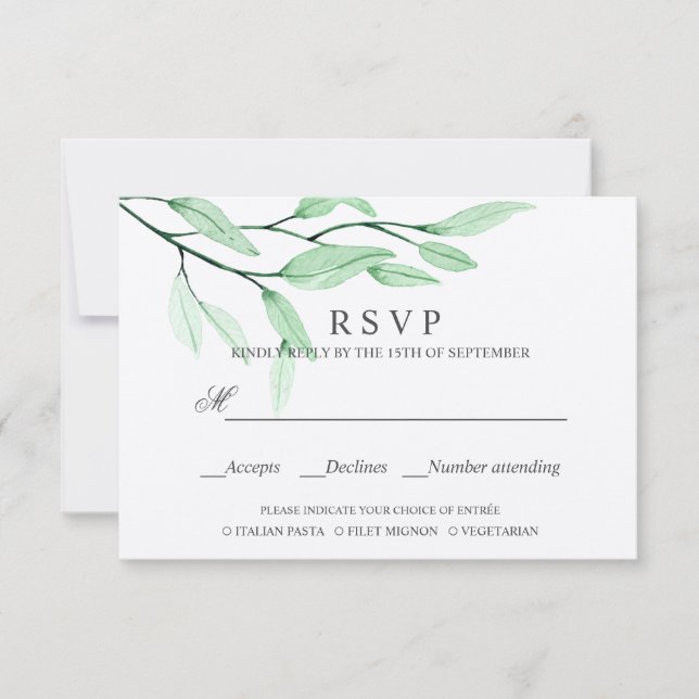 Vert éthérée | MARIAGE RSVP REPAS CHOIX (Devant)
