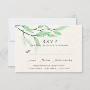 Vert éthérée   MARIAGE RSVP REPAS CHOIX