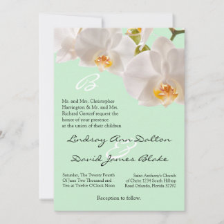 Vert Faire-part de mariage et orchidées 5x7
