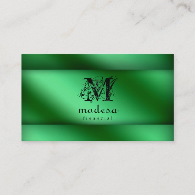 Vert financier de cartes de visite métallique (Devant)