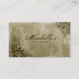 Vert floral de grunge de carte de visite de spa de