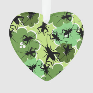 Vert floral de motif de cricket + Noir