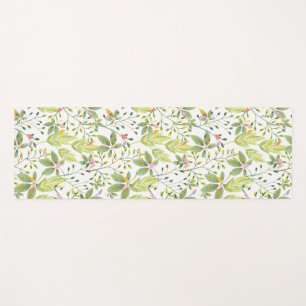 Vert Floral jardin d'oiseaux tapis de yoga