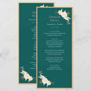 Vert foncé avec crème Rose Menu Mariage