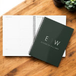 Vert foncé Élégant Moderne Minimaliste Monogramme<br><div class="desc">Obtenez l'organisation et le style en un avec notre Classic Elegant Moderalist Monogram Planner. Ce planificateur méticuleusement conçu allie élégance intemporelle et minimalisme contemporain, ce qui en fait un outil essentiel pour rester au-dessus de votre horaire. Conçu avec précision et attention au détail, ce planificateur est plus qu'un simple élément...</div>