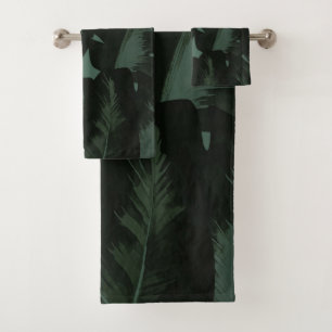 Vert foncé et feuilles de palmier tropical noir Tr