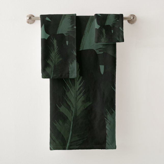 Vert foncé et feuilles de palmier tropical noir Tr (En situation)