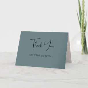 Vert foncé Mariage simple Carte de remerciements