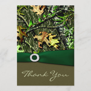 Vert forêt chassant des cartes de Merci de mariage