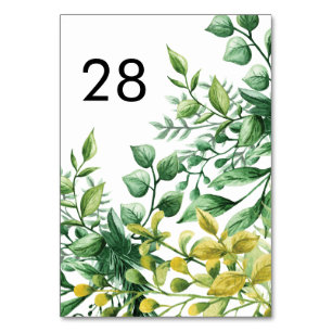 Vert frais Feuillu Plante Mariage Numéros de table