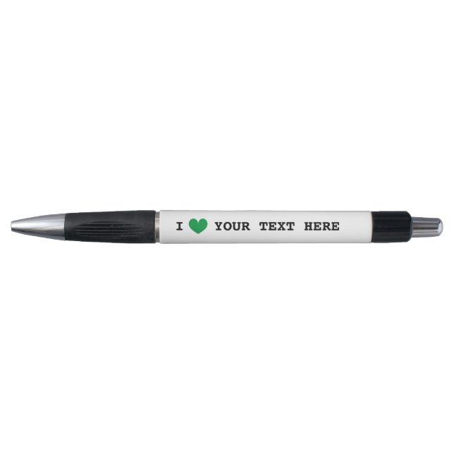 Vert I coeur promo stylos avec coutume i love text (Devant)