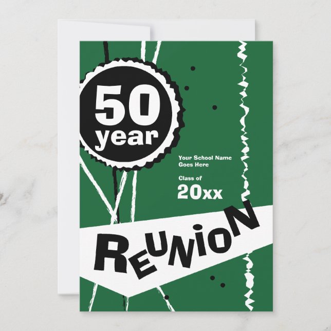 Vert invitation de la Réunion de classe de 50 ans (Devant)