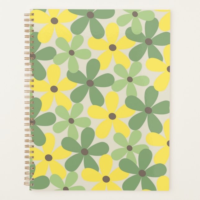 Vert jaune rétro Y2K les années 70 Fleur Motif (Devant)