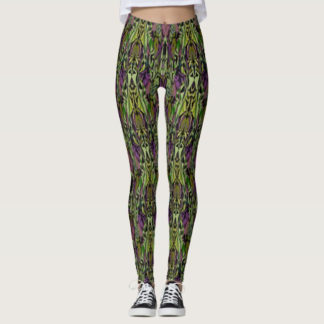 Vert - Leggings pour femmes multicolores (Devant)