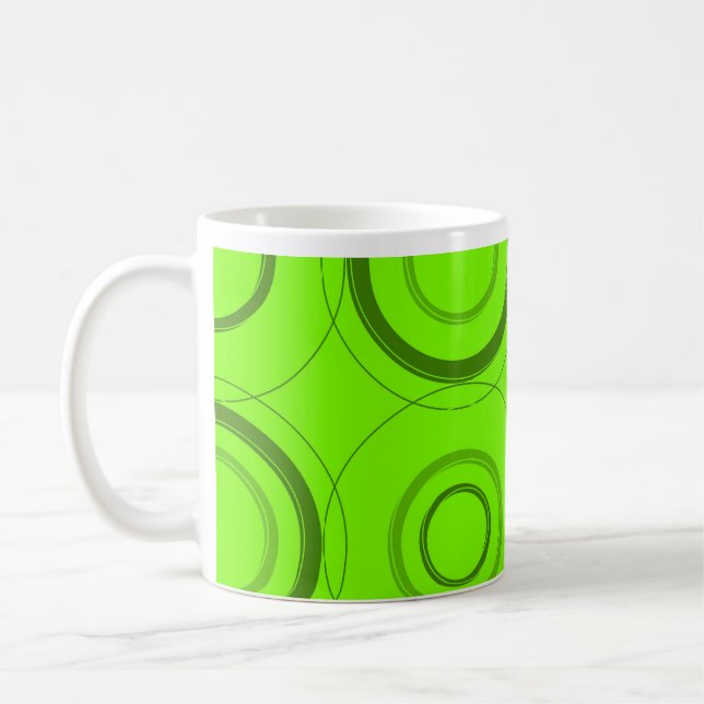 Vert, Lime Retro Abstrait Art Mug (Gauche)