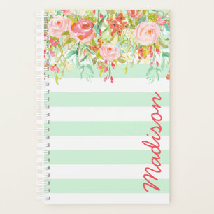 Vert Menthe Aquarelle Fleurie Personnalisée